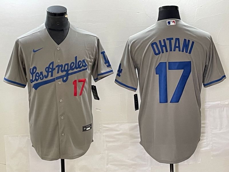 Men Los Angeles Dodgers #17 Ohtani Grey Nike Game MLB Jersey style 2->los angeles dodgers->MLB Jersey